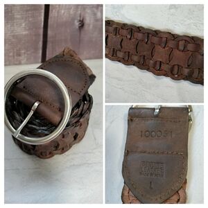 2" Genuine Leather Belt Women's Braided Brown Silver Buckle Classic Boho Peasant